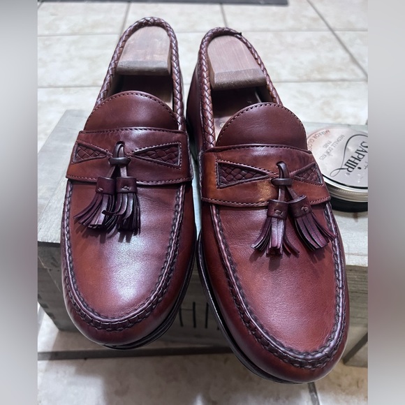 Allen Edmonds MAXFIELD Mens 47716 Brown Leather Braided Tassel Loafers size 9 D - Picture 4 of 5